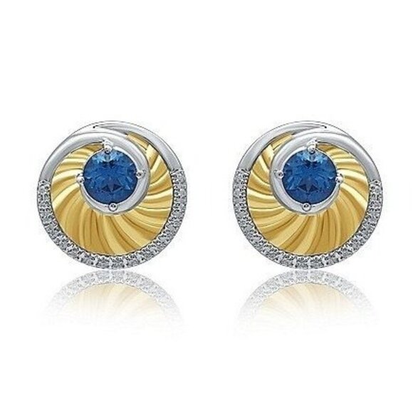 Universe Fine Jewelry MARVEL Infinity Stones  - 925 Blue/Gold Stud Earrings - Picture 1 of 3
